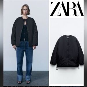 Zara Quilted Water Repellent Jacket Oversized Women’s Size Large NWT BLACK